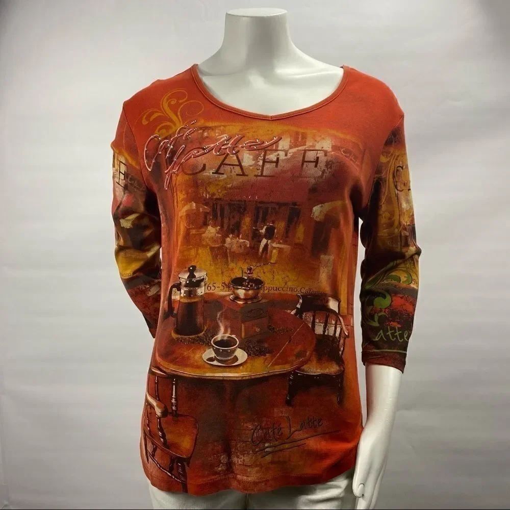 LightHouse Apparel Cafe Print Orange size: M